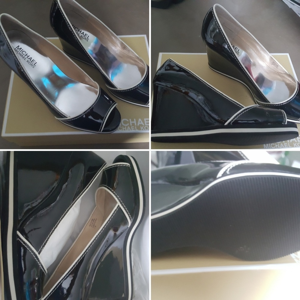 Michael Kors black patent leather wedges. 7.5